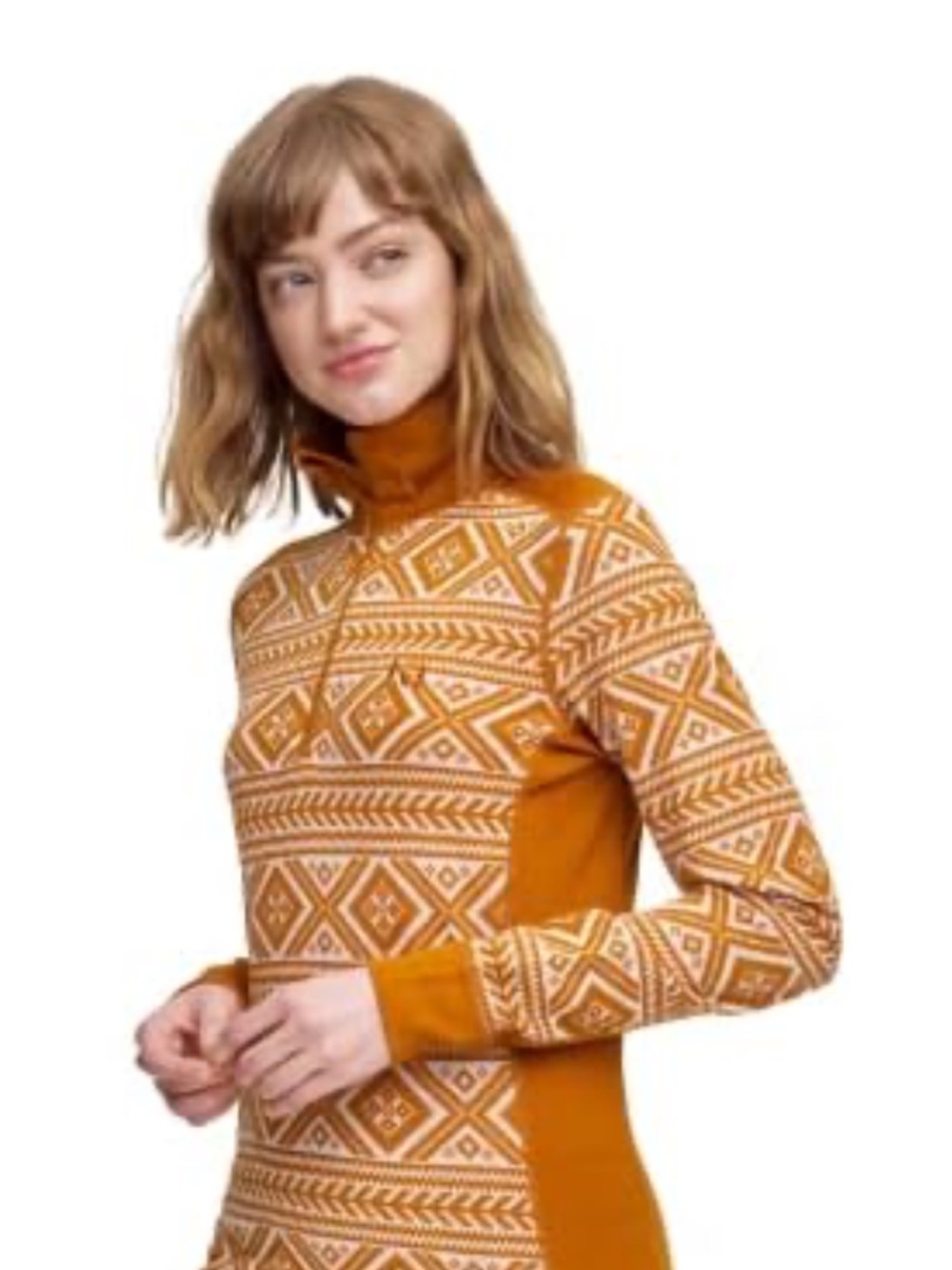 Kari Traa Burnt Orange quarter-zip Floke Wool Base Layer